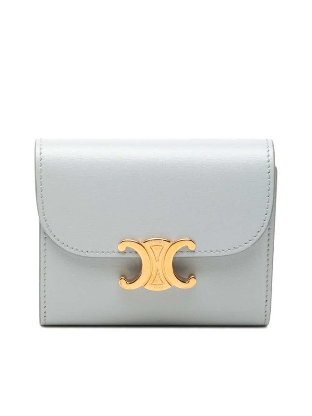 Celine Triomphe Flap Wallet Trifold Compact Ice Blue Leather